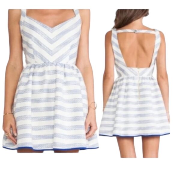 Line & Dot NWT $138 Stripe Stripe Open Back Minidress, Blue White Women's Size S - Picture 13 of 13